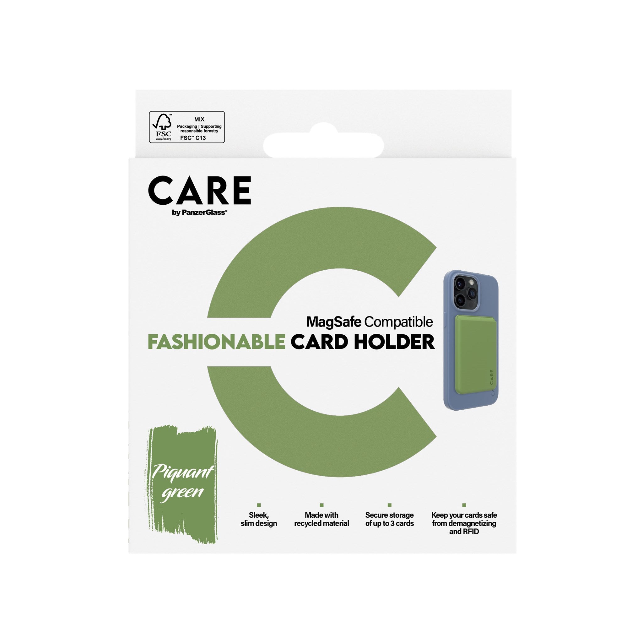 CARE by PanzerGlass® Fashionable Card Holder Green iPhone